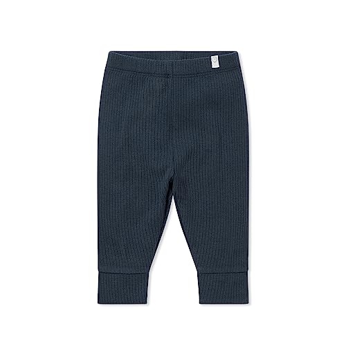 MORI Baby Unisex Premium Leggings in Ribbed Navy - Casual Stretchy Pants with Stylish Cuffs and Elastic Waist - Viscose from Bamboo and Cotton Blend - 12-18 Months