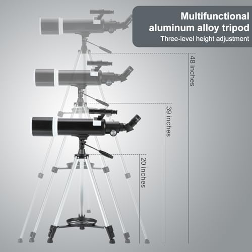 Image of Telescope 80mm Aperture 600mm with Fully Multi-Coated Optics - Professional-Grade Astronomy Tool for Beginners, Includes Wireless Control, Phone Adapter, Moon Filter & Bag，Black