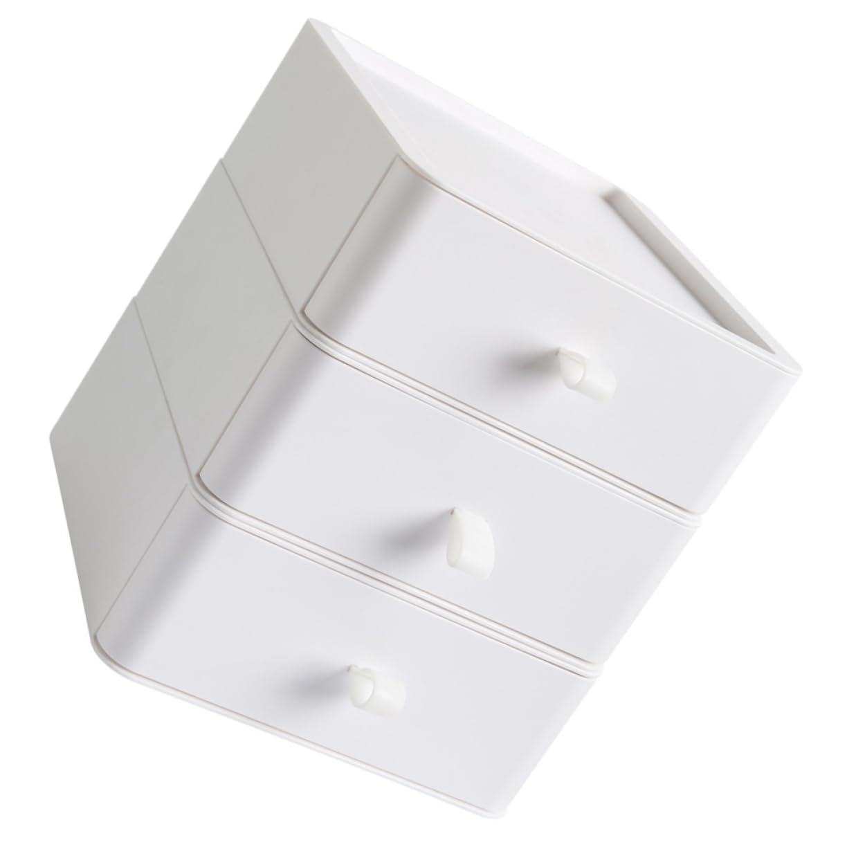 SHINEOFI Cassettiera da Scrivania in Plastica Bianca a Tre Strati Cassetti, Grande Capacità di Archiviazione, Organizer Multifunzionale per Ufficio e Casa