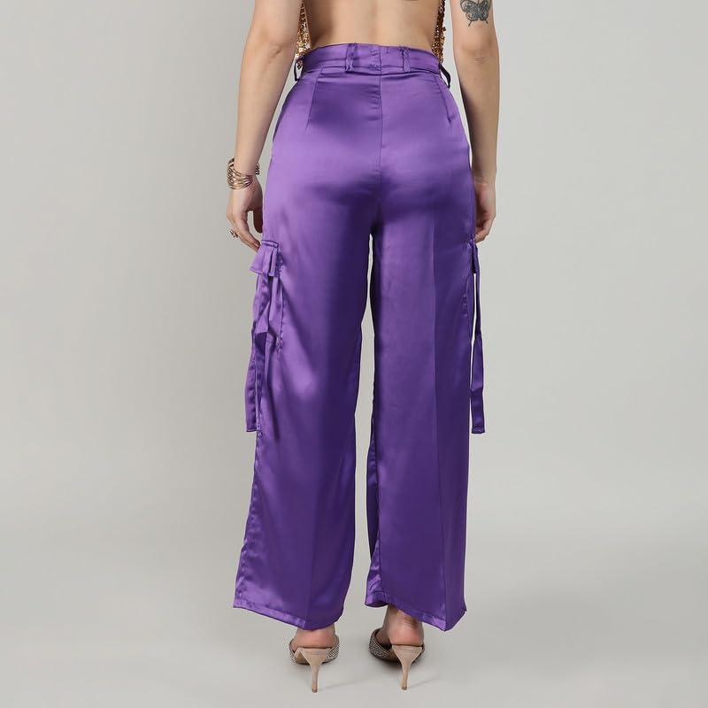 Image of PINACOLADA Women's High Rise Cargo Pants for Casual Wear | High-Rise | Cargo Pants Crafted with Comfort Fit for Everyday Wear