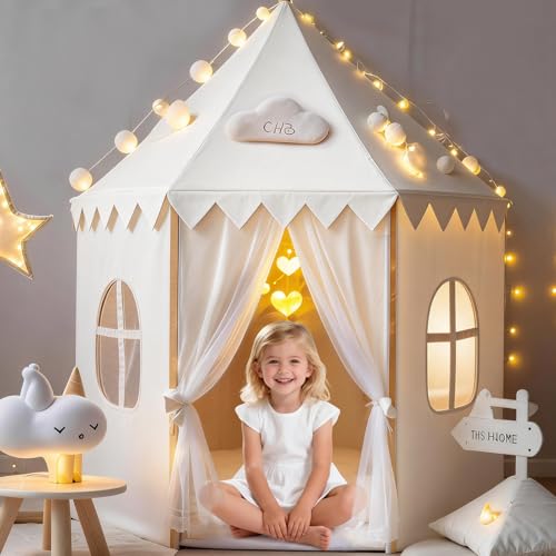 White Kids Play Tent for Girls: Hexagon Kids Indoor Outdoor...