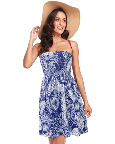 Image of Summer Dress for Women Beach Boho Strapless Cover Ups Off Shoulder Floral Sundresses