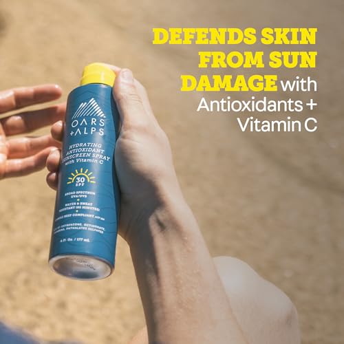 Image of Oars + Alps SPF 30 Face & Body Broad Spectrum Sunscreen Spray | Fast-Absorbing, Lightweight, Non-Greasy, Hawaii Reef Act 104 Compliant, Water-Resistant, Octinoxate + Oxybenzone Free, 6 Oz, 2 Pack