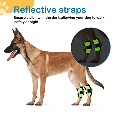 Image of 1 Pair Dog Leg Brace for Rear Leg, Hock & Ankle, Canine Hock Joint Compression Wrap with Dual Metal Strips and Safety Reflective Straps for Torn ACL & CCL, Injury and Sprain Protection, Black (L)