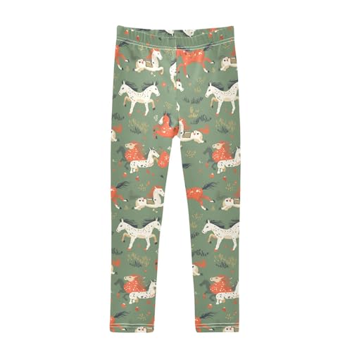 Seamless Pattern Horse Flat Style Kids Baby Girls Leggings Comfortable Full Length Sweatpants Gym