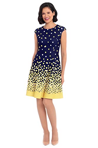 Image of London Times Womens Dresses Cap Sleeve Fit and Flare - Elegant Summer Cocktail Graduation Garden Party Wedding Guest Dress