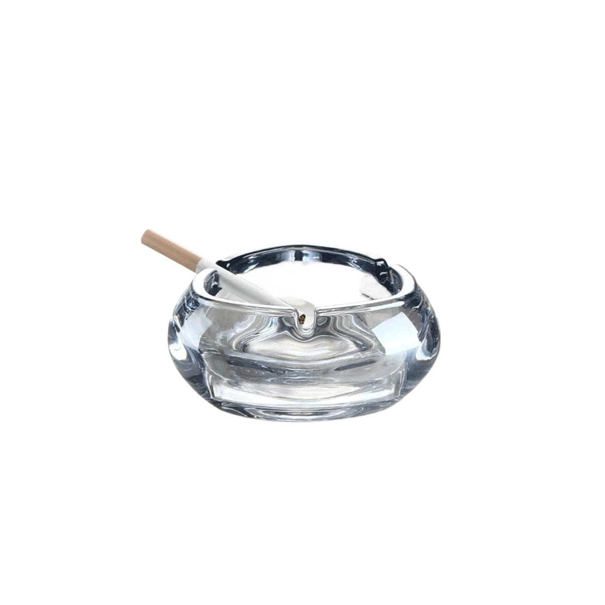 Cendrier Cendrier en Verre Cristal pour Éviter Les Cendres Volantes Décoratif Cendriers De Table(Transparent,4.5x9.5cm)