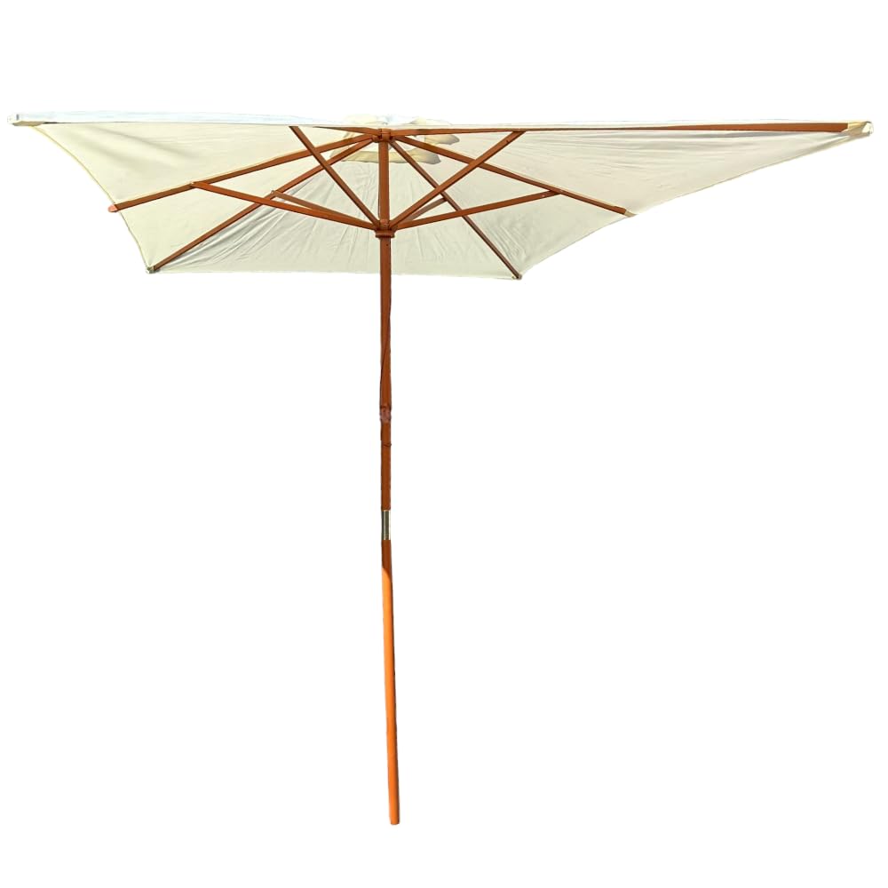 Parasol rectangulaire 2 x 3 m de jardin avec poteau central en bois et air vent river, 200x300 cm