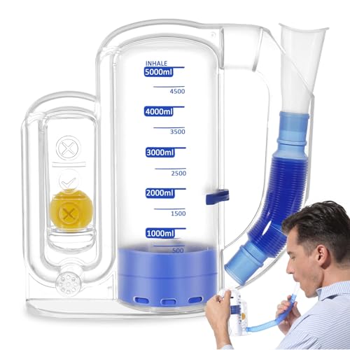 Breathing Exercise Device for Lungs, Lung Exerciser Device, 5000ml Capacity for Deep Inhalation, Durable Medical-Grade PC Material | Airflow Indicator for Steady Inhalation Practice