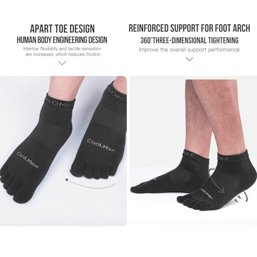 Image of Toe Socks for Men Women Cool-max Running Socks 3 Pairs Athletic Breathable Five Finger Socks