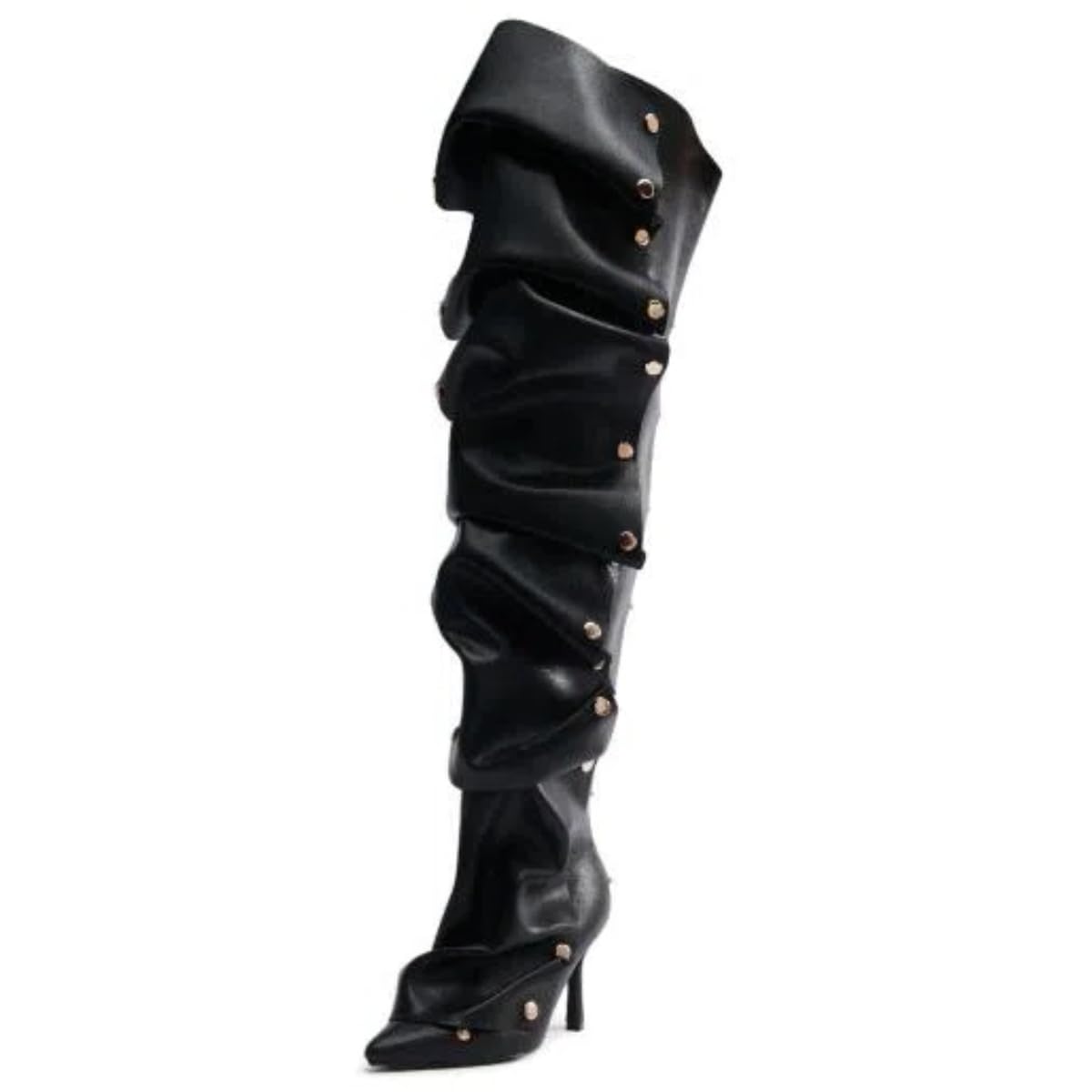 Women's Pointed Toe Stilettos Above the Knee High Boots Slouchy High Heels