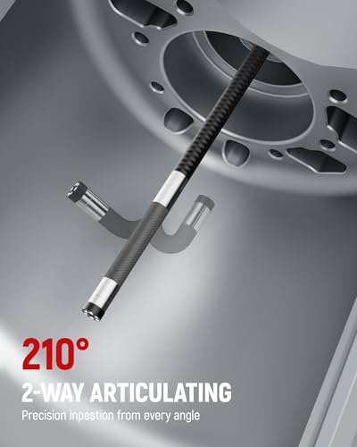 image for KAIWEETS Two-Way Articulating Borescope Camera with Light, 0.25in Slim