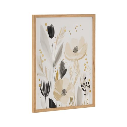 Kate and Laurel Modern Muted Cottage Floral Abstract Framed Wall Art by The Creative Bunch Studio, 12x16 Natural, Cute Flower Art for Wall by Kate and Laurel - Used condition - US$31.10