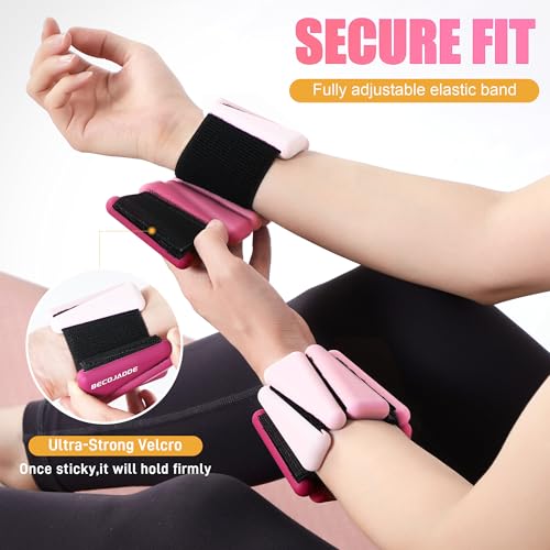 Image of BECOJADDE Ankle Weights for Women Wrist Weights Set of 2 (1 lb /2 lb Each) Adjustable Arm Leg Weight for Womens Men Suitable for Walking Swimming Running Pilates Yoga Gym