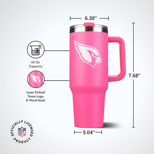 Image of The Memory Company Officially Licensed NFL - Arizona Cardinals 40oz Pink Game Day Tumbler with Team Logo