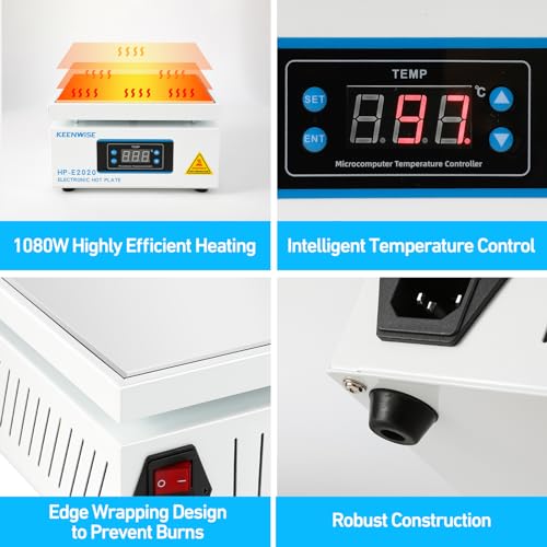 Image of 110V 1080W Soldering Hot Plate, Electric Hot Plate, LED Microcomputer Electric Preheat Soldering Station Welder Hot Plate Rework Heater Lab 200X200mm (7.87 * 7.87in) Plate