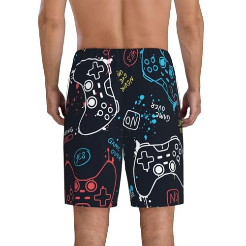 Joystick Gamepad Print Men’s Sleep Shorts Bottoms Soft Comfy Pajama Wear Pants With Drawstring Pockets3