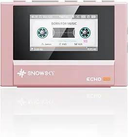 SnowSky/FiiO Echo Mini HiFi Bluetooth MP3 Player, 15Hours Playback, Independent Volume Control with 3.5mm/4.4mm Headphones Outputs (Pink)
