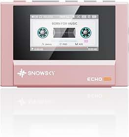 SnowSky/FiiO Echo Mini HiFi Bluetooth MP3 Player, 15Hours Playback, Independent Volume Control with 3.5mm/4.4mm Headphones Outputs (Pink)