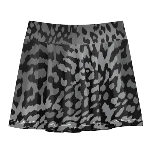 Joisal Leopard Dark Gray Black Athletic Shorts Girls Skorts Tennis Skirts Kids Summer School Skirt 3t2