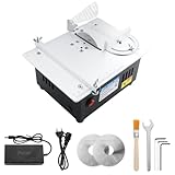 Mini Tischkreissäge 96W Multifunktionale Tragbare Präzisions Tischsäge, 7-Gang-Netzteil Einstellbarer, Tiefeneinstellung von 0-20mm, mit 2 Klingen und Sicherheitsklappe für Holzbearbeitung