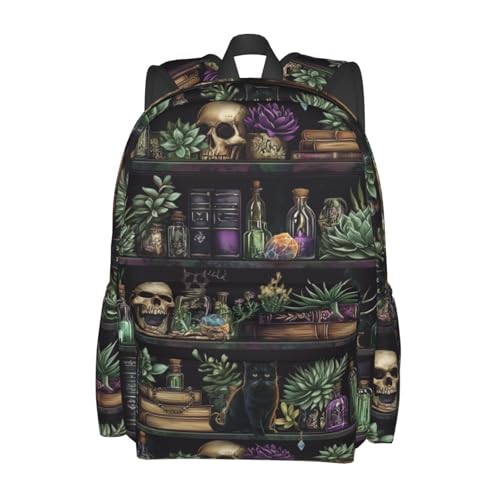 famliihw Skull Cat Backpack Laptop Backpacks Multipurpose Daypack For Men Women Travel Hiking