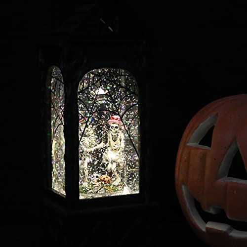 Eldnacele Halloween Ghost Projection Snow Globe Lantern With 6-Hour Timer, Lighted Plug-In & Battery Operated Water Glittering Snowing Globe Lantern For Spooky Fall Halloween Festival Party Decoration #TOP2