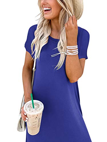 Anrabess Women's Short Sleeve Summer Dresses Crew Neck Side Slit Casual Long Maxi Dress Shirt Dress A222-Baolan-S #TOP5