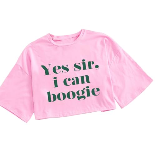 Yes Sir I Can Boogie Crop T-Shirt Retro Disco Graphic Tee Summer Short Sleeves Crow Neck Tee