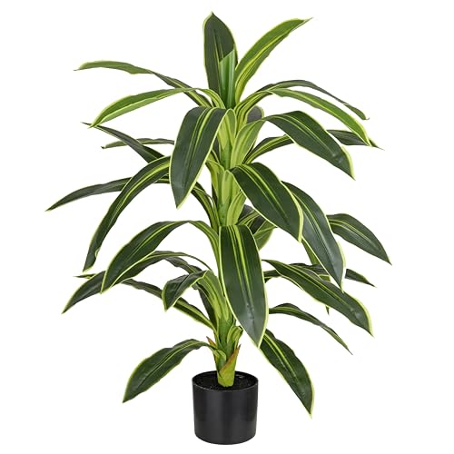 Baroni Home Pianta Artificiale per Interno ed Esterno, Pianta Finta Decorativa per Soggiorno, Camera da Letto, Cucina, Altezza di (Dracaena 100 cm)