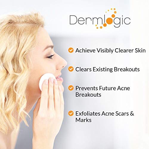 Acne Treatment Control Pads- Contains Salicylic, Glycolic, & Lactic Acid For Face & Body. Clears Away Clogged Pores, Oily Skin & Cystic Breakouts. Removes Dark Spots, Blackhead & Whitehead Pimples #TOP3