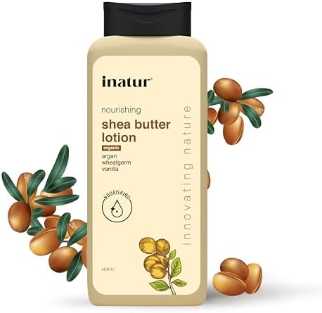 inatur Shea Butter Body Lotion 400ml – Deeply Nourishing Moisturizer for Face & Body | Hydrating Formula with Organic Shea Butter | Softens Skin & Reduces Scars & Blemishes | For Smooth, Healthy Skin