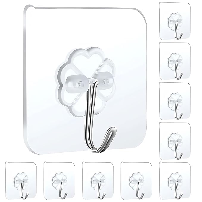 Wall Hooks for Hanging Strong Multi Purpose Adhesive Hook for Wall Heavy Duty, Wall hangings, Kitchen Accessories Items, Sticky Photo Frame Hangers (Pack of 10)