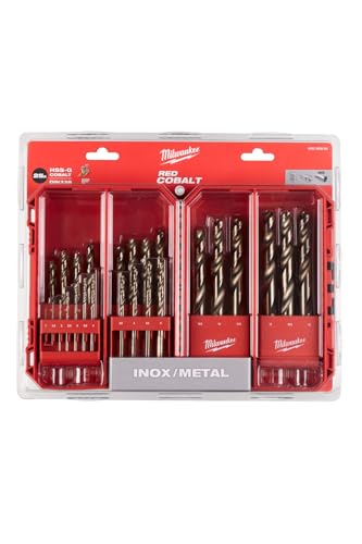 Milwaukee HSS-G 4932493868 - Juego de brocas de metal cobalto rojo, 1-13 mm, 25 piezas