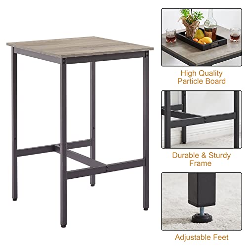 Gnixuu Bar Table And Chairs Set For 2, 3-Piece Pub Dining Set Wooden Bistro Table With 2 Pu Upholstered Stools Counter Height Kitchen Table Set For Breakfast Nook, Restaurant, Small Space(Grey) #TOP2