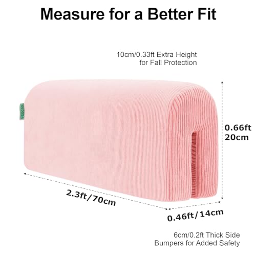 Image of AEOCOO Bed Bumpers for Toddlers, Size 2.3 Ft, Toddler Bed Rail Bumper Protector for Loft Beds & Bunk Beds, Bed Rail Height Extender Bed Guardrail, Anti-Bump | Fall Prevention, Pink