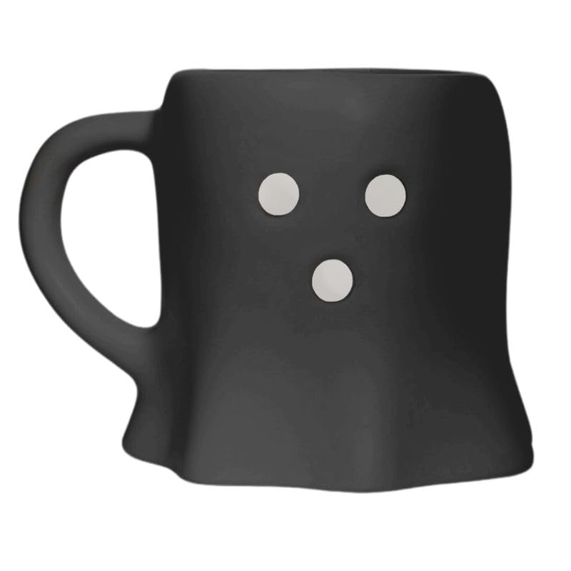 Sweet Water Decor Halloween Ghost Coffee Mug 12oz Black Ceramic Fall Mug Cute Spooky Season Drinkware for Coffee