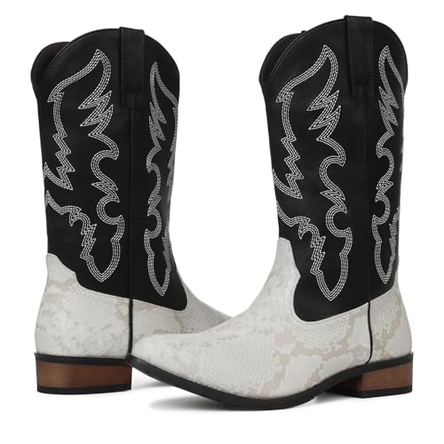 Lyrisiphy Cowboy Boots for Men Square Toe Embroideried Western Boots Traditional Country Boots Durable Work Boots2