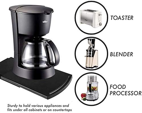 Appliance Caddy Sliding Coffee Maker Tray, 12" Coffee Pot Slider Machine Mat Under Countertop Rolling Tray for Blender Toaster with Smooth Rolling Wheels(1 Pack,Black) — view 3