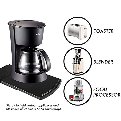 Appliance Caddy Sliding Coffee Maker Tray, 12" Coffee Pot Slider Machine Mat Under Countertop Rolling Tray For Blender Toaster With Smooth Rolling Wheels(1 Pack,Black) #TOP3