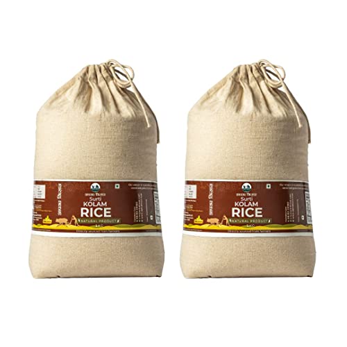 Image of Apka Kisan Surti Kolam Rice | Premium Lachkari Raw Rice | Medium Grain Non-Sticky Rice | Fluffy & Aromatic | Daily Rice (10Kg)