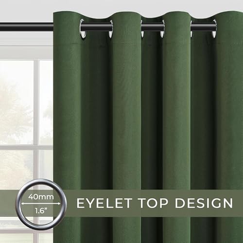 Image of Galaxy Home Decor Premium 100% True Blackout Eyelet Curtain for Window 5 Feet| Thermal Insulated Modern Plain Curtain for Living Room & Bedroom|Pack of 2, Dark Green