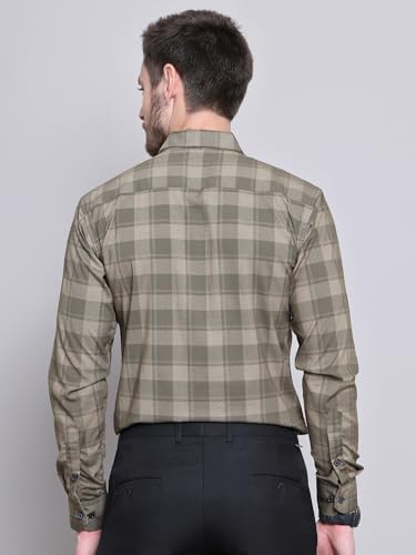 Image of Majestic Man Comfort Slim Fit Cotton Blend Checked Casual Shirt