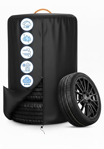 Large Tire Covers for Storage - Spare Tire Storage Bag for Rvs, SUV, Trailers, Campers, Cars and Trucks, Waterproof Dust Protective 420d Outdoor Indoor 4 Tires Within 32 Inch Diameter - Black
