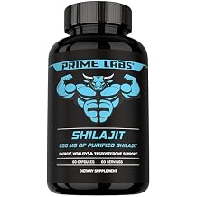 Prime Labs Shilajit Capsules for Men - 500mg Himalayan Shilajit 20% Fulvic Acid - Energy, Vitality, Testosterone Support - Third-Party Tested, Made in the USA, Non-GMO - 60 Count, 60 Servings