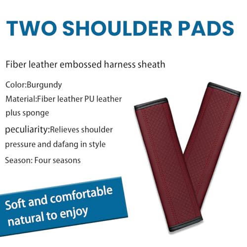 Image of Osilly Car Seat Belt Pads, 2 Pack Fiber Leather Seatbelt Shoulder Strap Covers, More Comfort Driving & Protect Your Neck, Universal Safety Strap Cover for Auto SUV Truck Airplane Backpack (Wine Red)