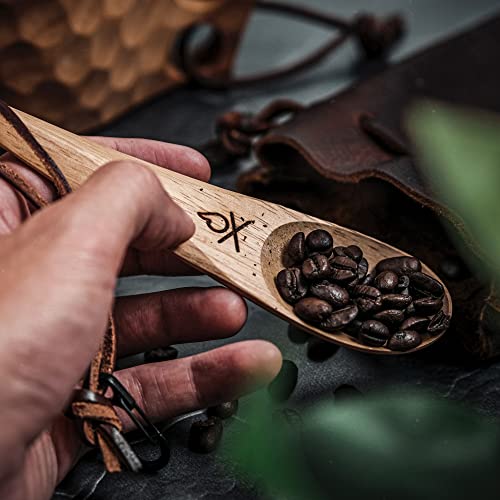 Überleben Dursten Kanu Spoon - Handcrafted Wooden Camping Utensil - 100% Natural Hardwood With Micro Carabiner & Leather Lanyard - Traditional Nordic Wood Design - Lightweight & Durable #TOP1