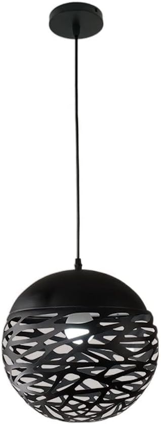 Genérico Lámpara colgante de metal con esfera retro industrial simple, lámpara colgante negra, compatible con dormitorios, isla de cocina, jaula de alambre, lámpara de techo,lampara araña