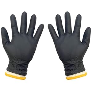 BBQ Gloves Disposable Heat Resistant – 4 Reusable Cotton Liners & 100 Nitrile Gloves for Barbecue Smoker, Grilling, Cooking Hot Meat, Food Prep – 5Mil, Non-Slip Grip, Black Large