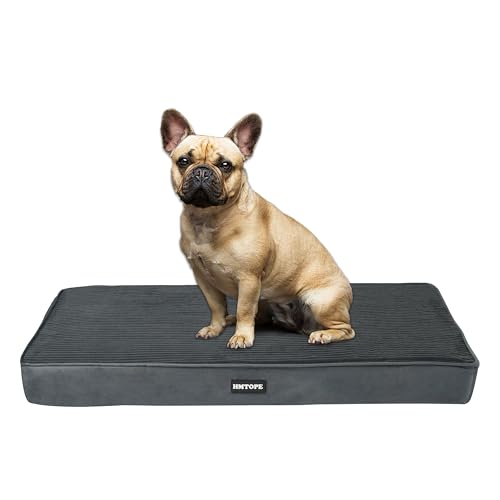 HMTOPE Orthopädisches Hundebett, 8cm Dicke Hundekissen für Kleine Hunde, Abnehmbar und Waschbar Hundematte, rutschfeste Unterseite, Wasserdichtes Innenfutter, 76 cm, Dunkelgrau
